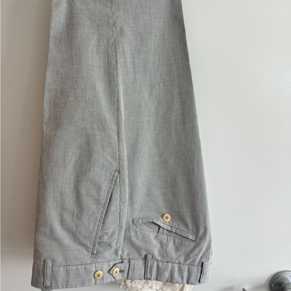 Steven Alan Blue & Cream Straight-Leg Slacks